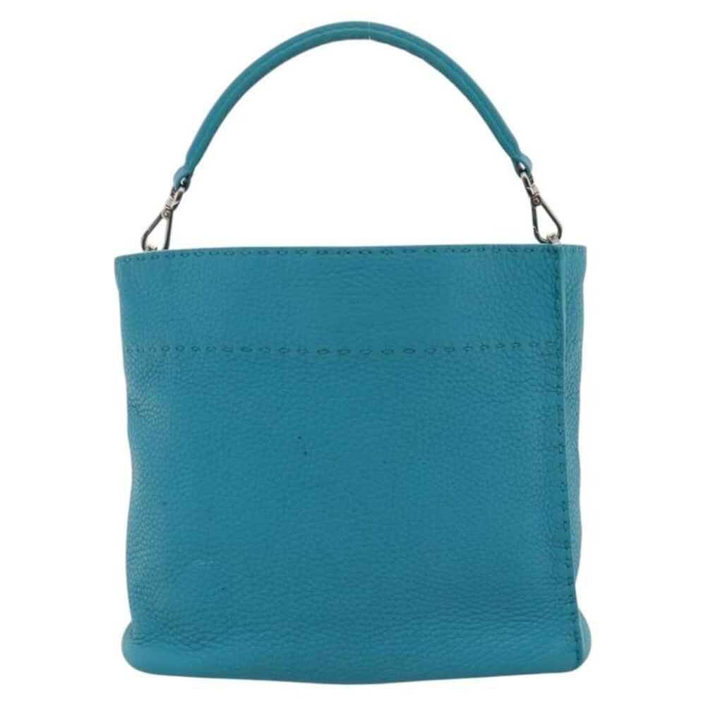 Fendi Selleria Anna Bucket Leather Blue Leather Handbag